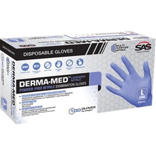 Sas Safety Derma-Med, Nitrile Disposable Gloves, Nitrile, L, 100 PK 781311665231